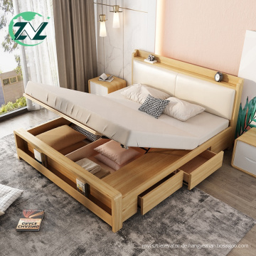 Hochklappbares Bett aus Holz mit Stauraum